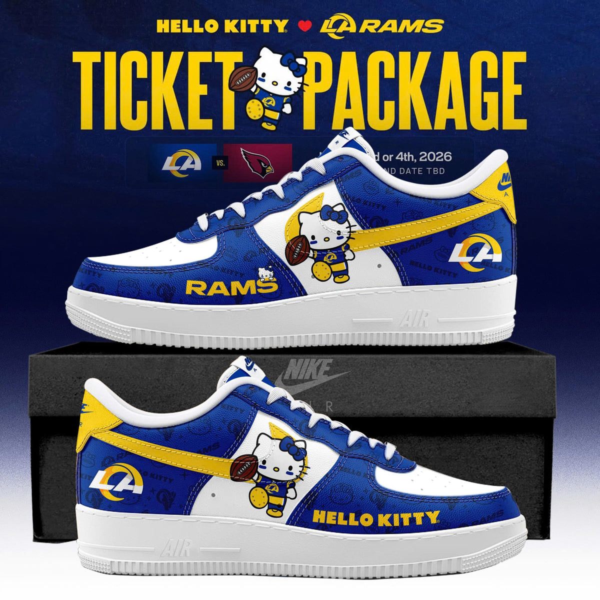 _ .Los Angeles Rams x Hello Kitty Limited Edition AF1 Sneaker