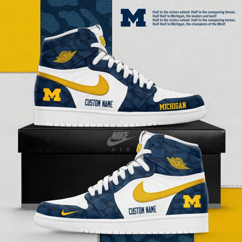 Michigan Wolverines Special Edition Camo AJ1 Sneakers