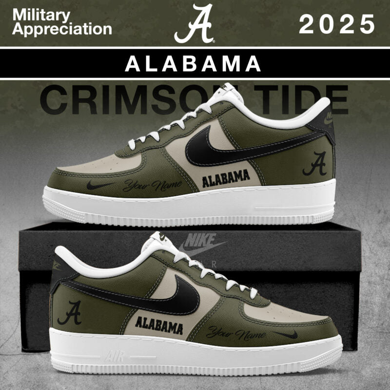 _ Alabama Crimson Tide 2025 Military Appreciation Limited Edition Custom AF1 Sneaker