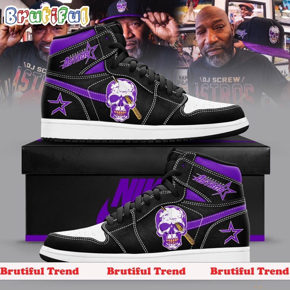 Houston Astros Baseball Debut New Dj Screw Merch 2024 Air Jordan 1 Hightop Shoes