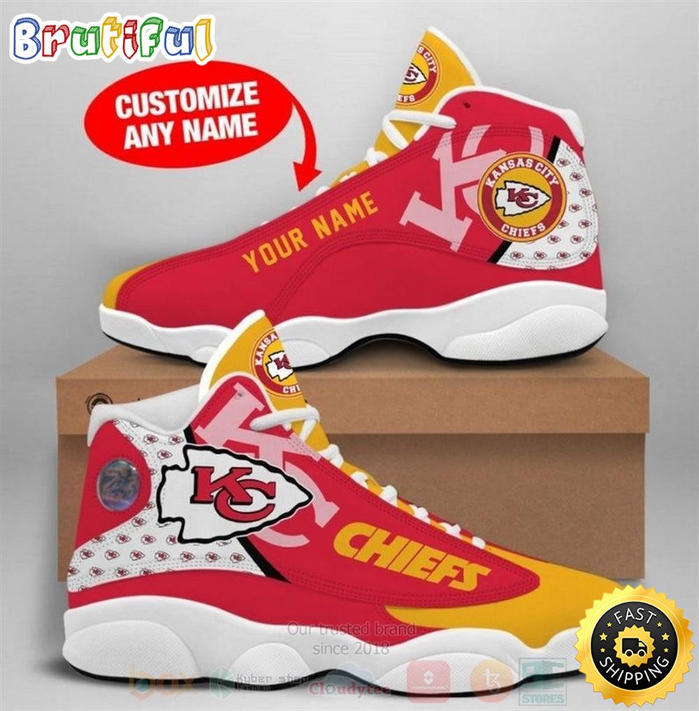 Kansas City Chiefs Nfl Football Team Custom Name Air Jordan 13 Shoes