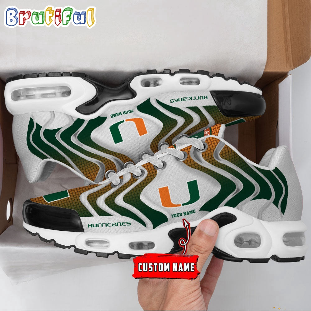 NCAA Miami Hurricanes Logo Football Team Design Air Max Plus Shoes