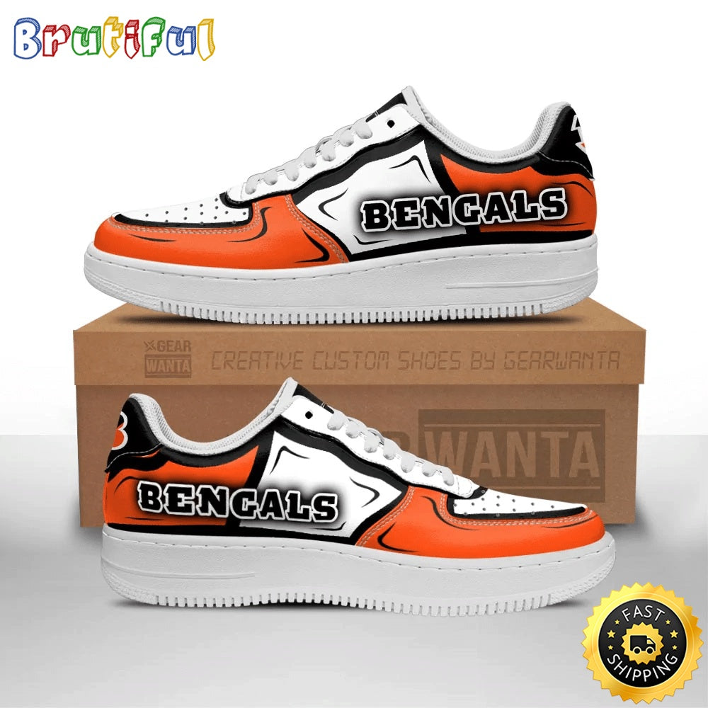 NFL Cincinnati Bengals Air Force 1 Shoes Football Sports Sneaker Shoes