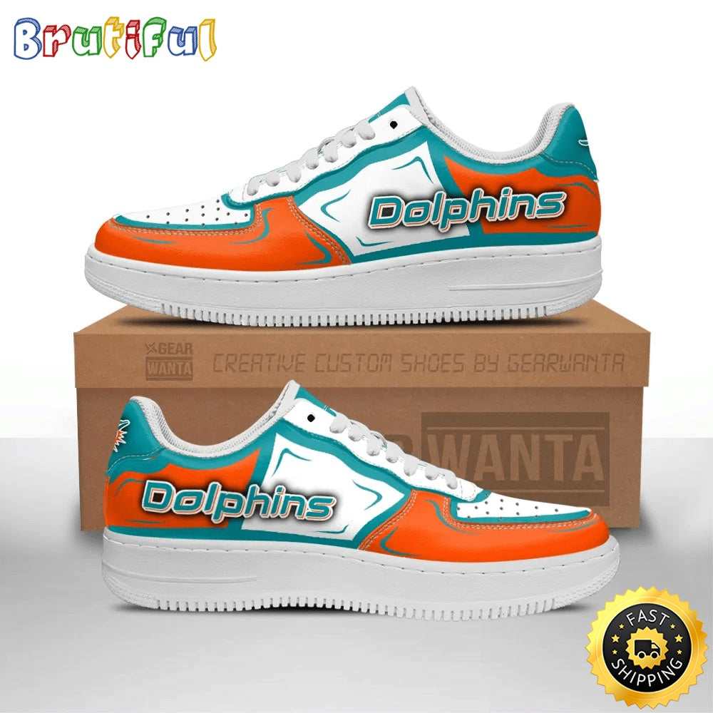 NFL Miami Dolphins Air Force 1 Shoes Football Sports Sneaker Shoes