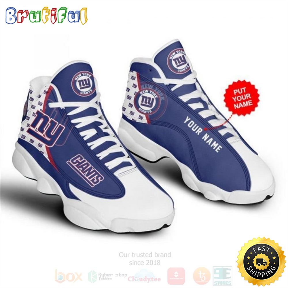 Nfl New York Giants Football Custom Name Air Jordan 13 Shoes