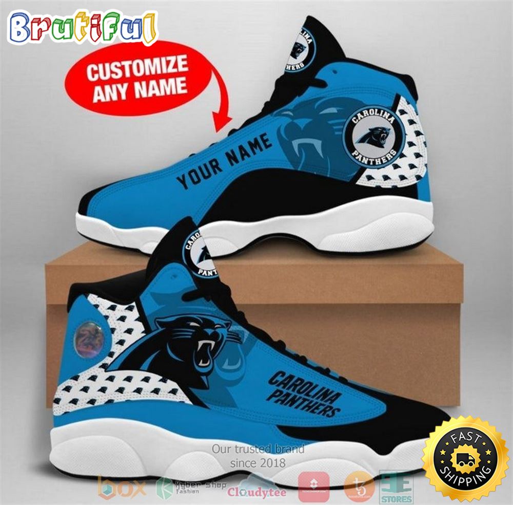 Personalized Carolina Panthers Nfl Big Logo Football Team 4 Air Jordan 13 Sneaker Shoes