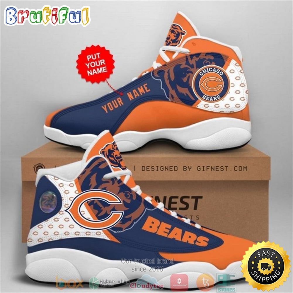 Personalized Chicago Bears Nfl Big Logo Football Team 3 Air Jordan 13 Sneaker Shoes