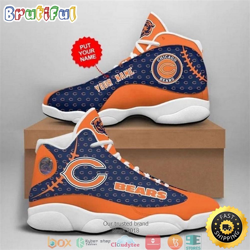 Personalized Chicago Bears Nfl Big Logo Football Team 9 Air Jordan 13 Sneaker Shoes