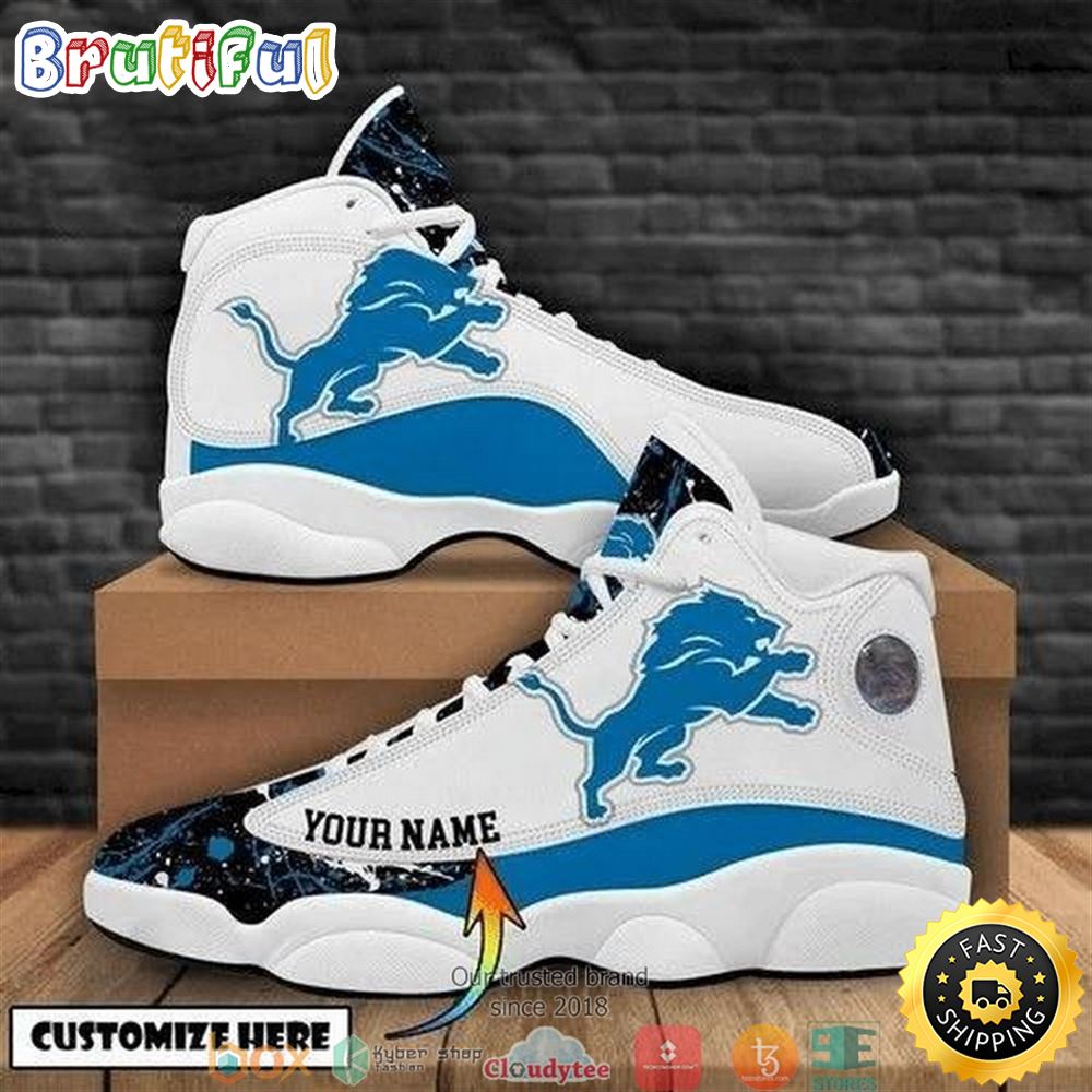 Personalized Detroit Lions Nfl Teams Big Logo Air Jordan 13 Sneaker Shoes