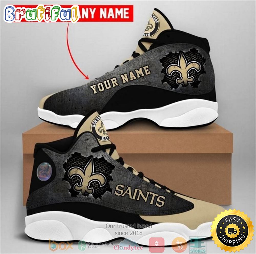Personalized New Orleans Saints Nfl Big Logo Football Team Air Jordan 13 Sneaker Shoes