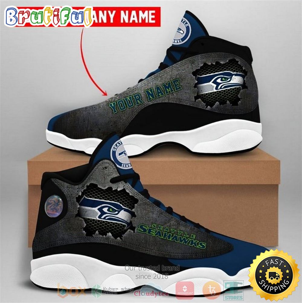 Personalized Seattle Seahawks Football Nfl Custom Air Jordan 13 Shoes