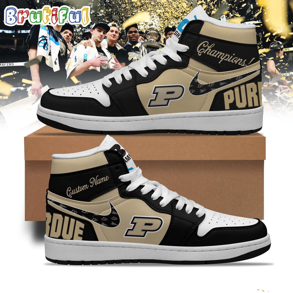 Purdue Boilermakers Men's Basketball 2024 BIG 10 Regular Season Champions Air Jordan 1 Shoes