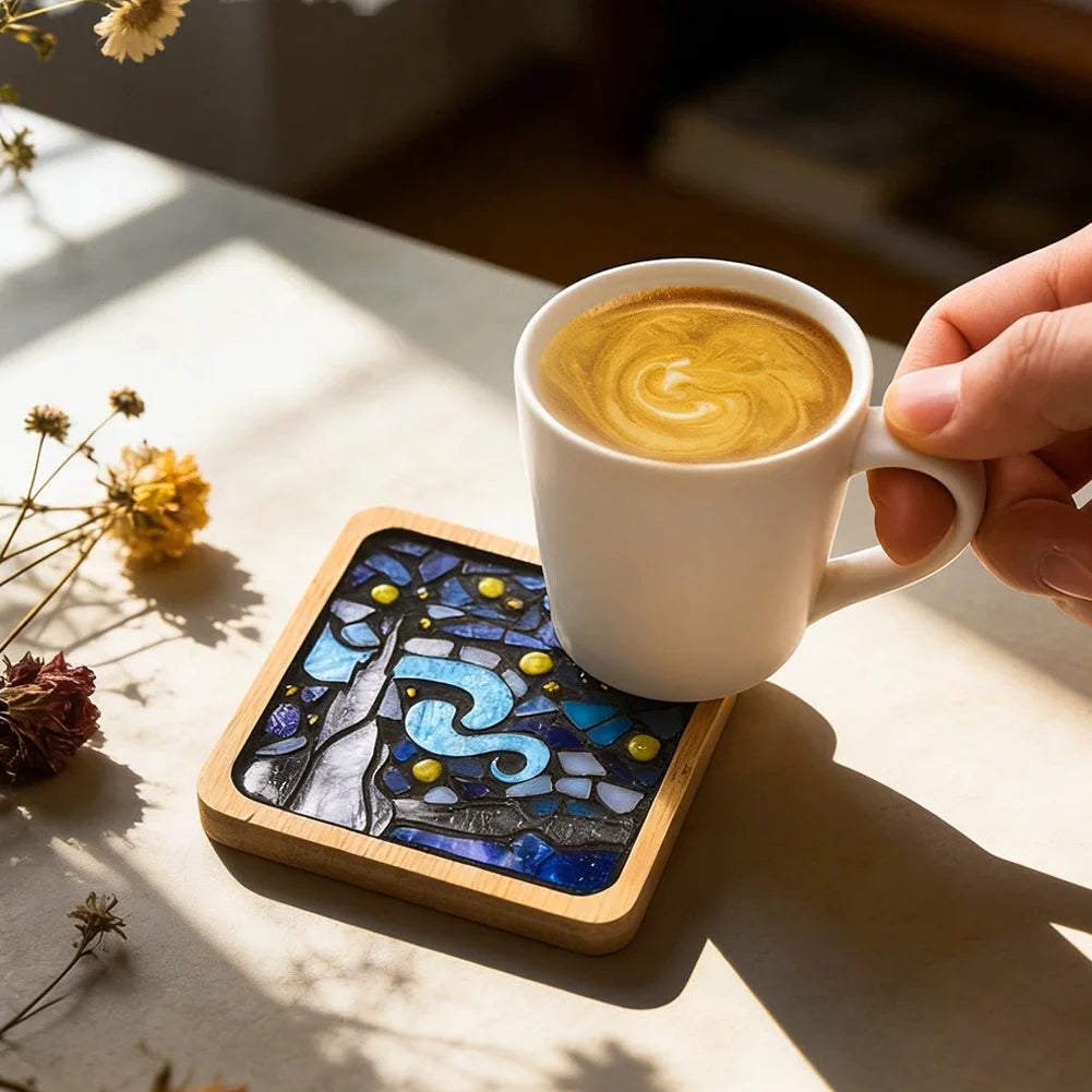 Handmade DIY Mosaic Cup Mat Bottom Bamboo Pad Heart Square Coaster Parent-Child Early Education Free Creation Handicraft Toys