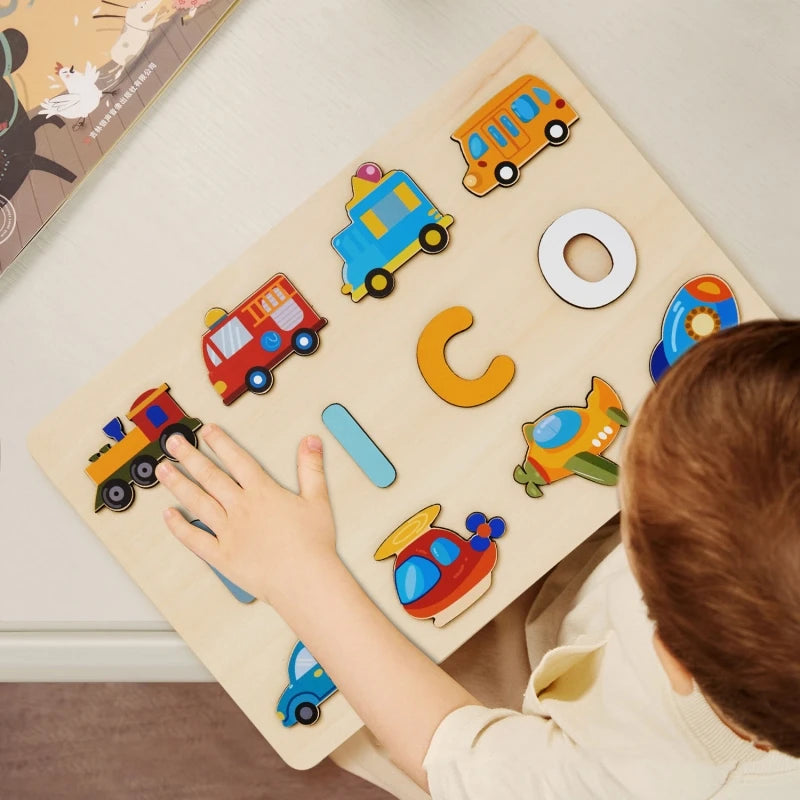 Montessori Personalised Wooden Puzzle Custom Baby Name Jigsaw Board Toddlers Educational Shape Matching Toys Customized Birthday