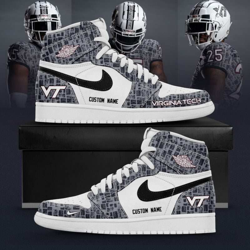 Virginia Tech Hokies 2025 Gray Camo Limited Edition AJ1 Sneakers