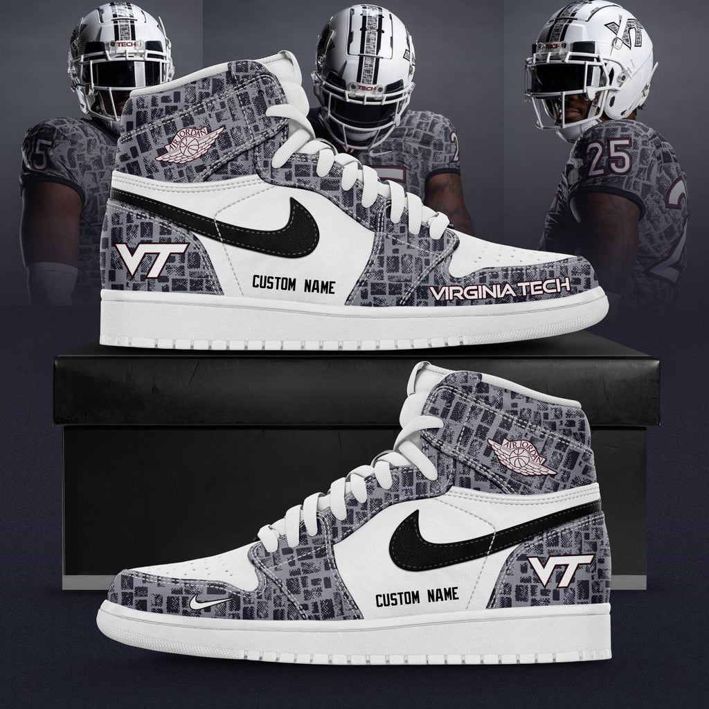 Virginia Tech Hokies 2025 Gray Camo Limited Edition AJ1 Sneakers