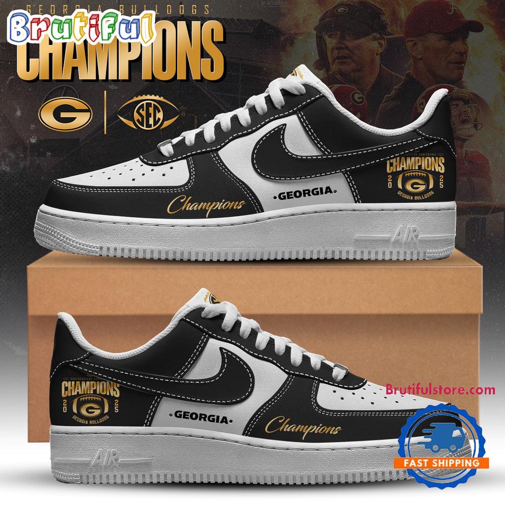 Georgia Bulldogs 2025 SEC Football Conference Back to Back Champions Air Force 1 Sneakers Shoes