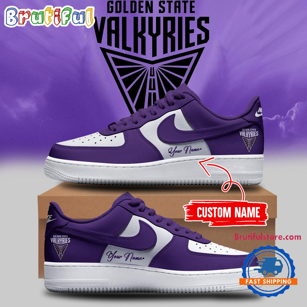 Golden State Valkyries WNBA 2024 Air Force 1 Shoes Sneaker