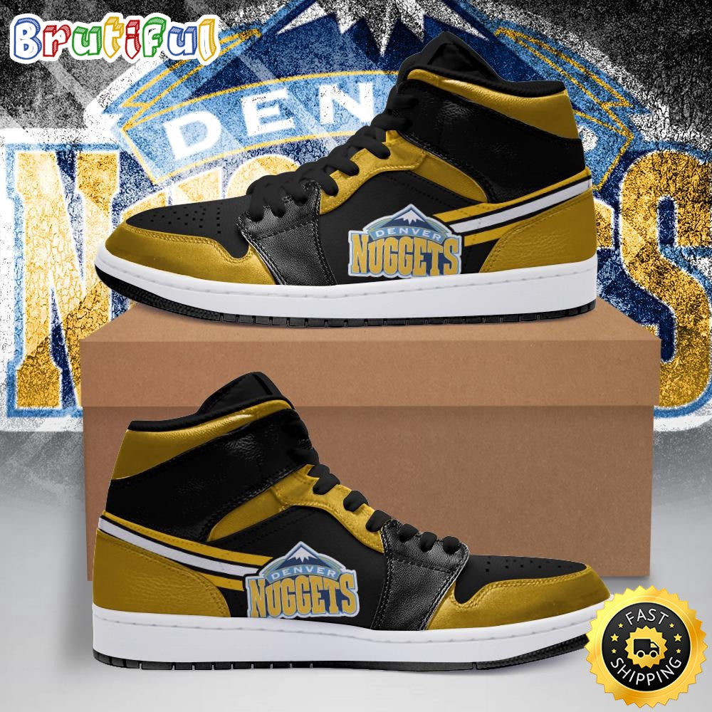 NBA Denver Nuggets Black Yellow Air Jordan 1 High Sneakers