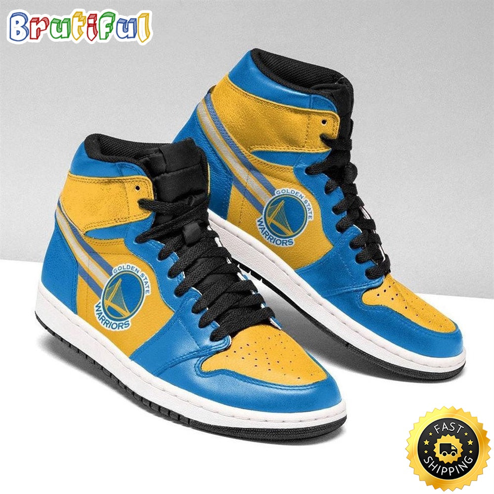 NBA Golden State Warriors Gold Blue Air Jordan 1 High Sneakers Iconic Air Jordan 1 Shoes