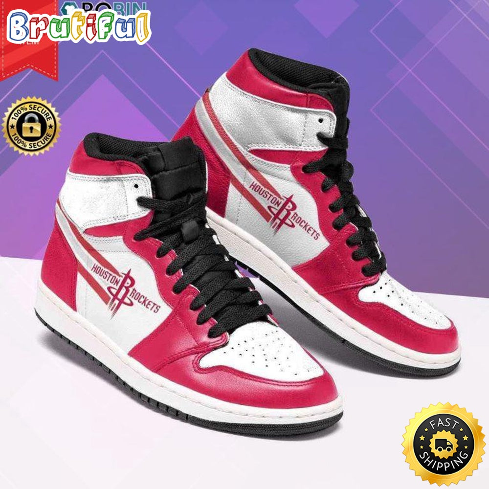 NBA Houston Rockets White Red Air Jordan 1 High Sneakers