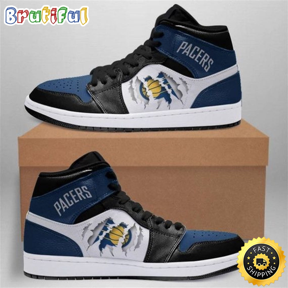 NBA Indiana Pacers Blue White Scratch Air Jordan 1 High Sneakers