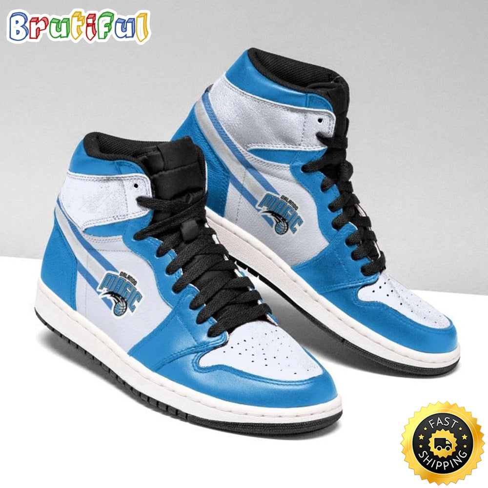 NBA Orlando Magic White Blue Air Jordan 1 High Sneakers