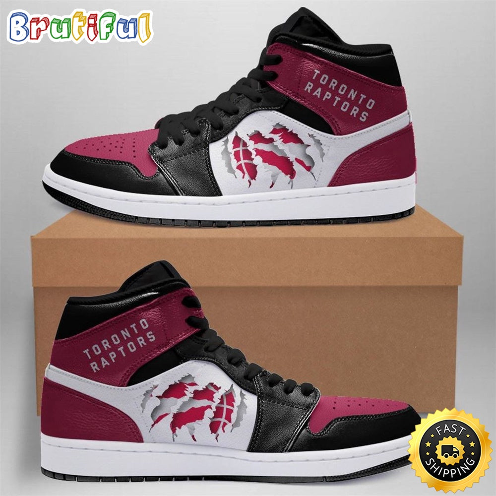NBA Toronto Raptors Red Black Scratch Air Jordan 1 High Sneakers