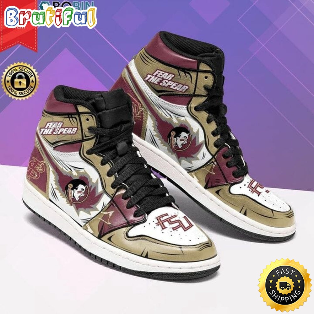 NCAA Florida State Seminoles Gold Garnet Air Jordan 1 High Sneakers