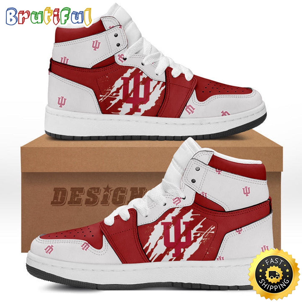 NCAA Indiana Hoosiers White Crimson Air Jordan 1 High Sneakers