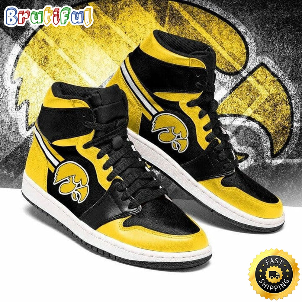 NCAA Iowa Hawkeyes Gold Black Air Jordan 1 High Sneakers