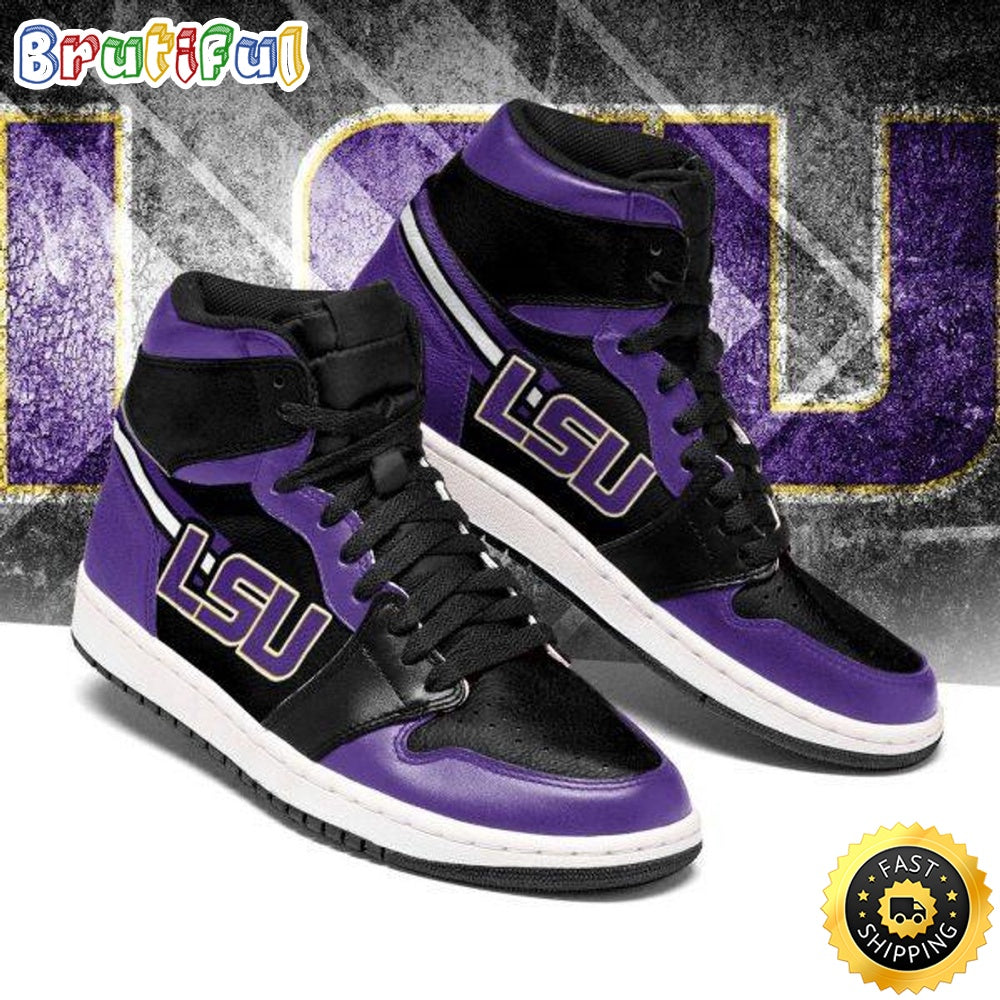 NCAA LSU Tigers Purple Black Air Jordan 1 High Sneakers