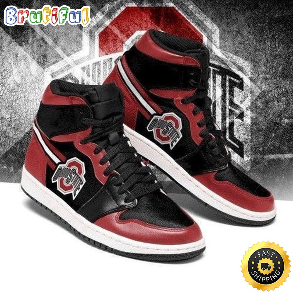 NCAA Ohio State Buckeyes Red Air Jordan 1 High Sneakers