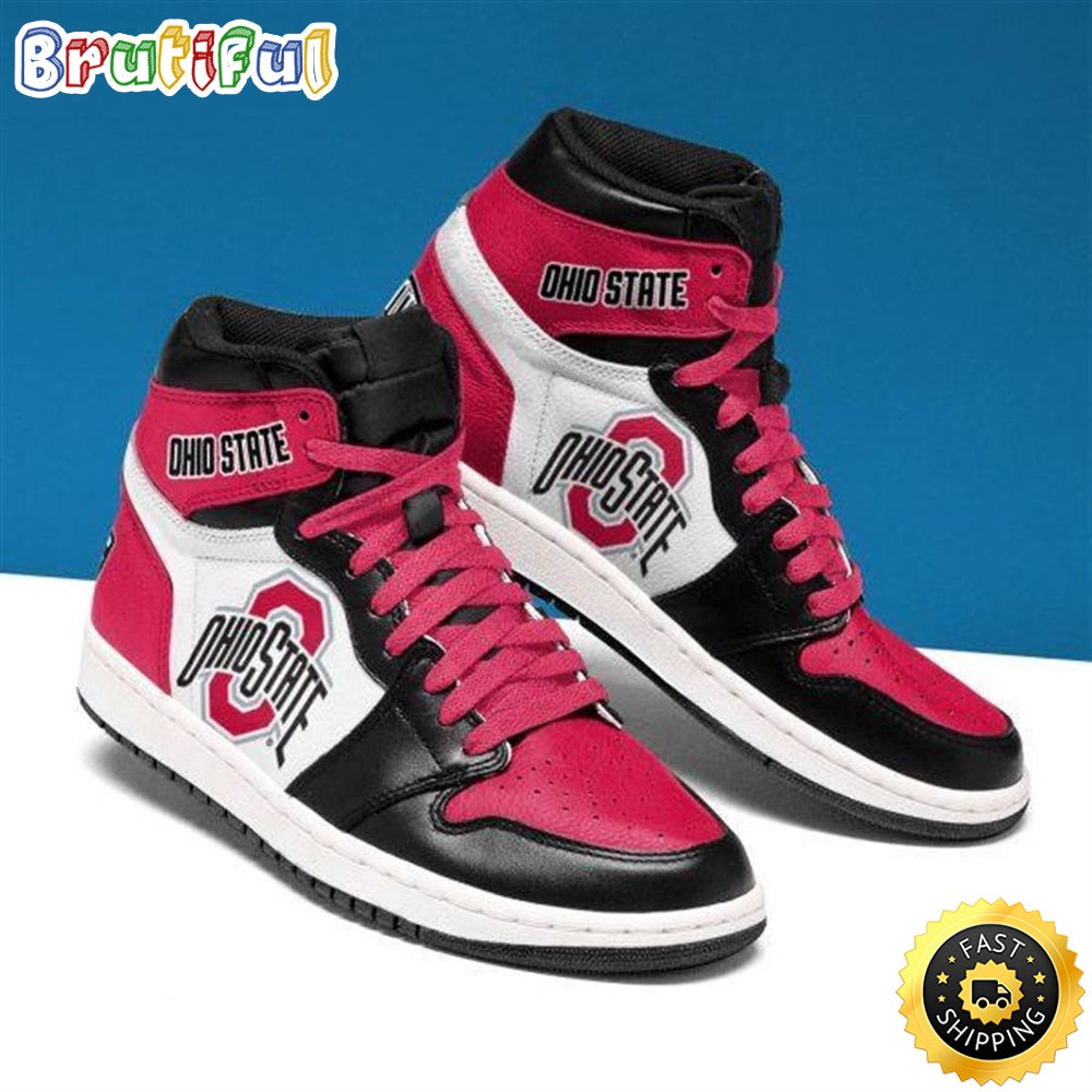 NCAA Ohio State Buckeyes Red White Air Jordan 1 High Sneakers