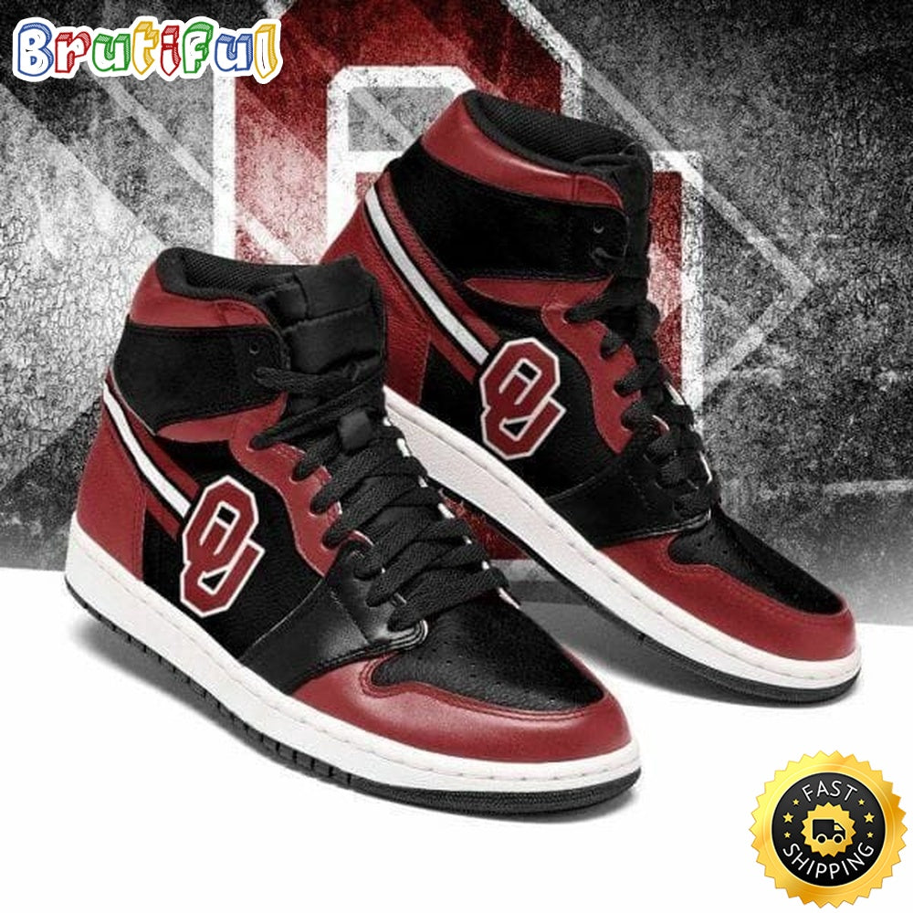 NCAA Oklahoma Sooners Crimson Black Air Jordan 1 High Sneakers Legendary Air Jordan Footwear