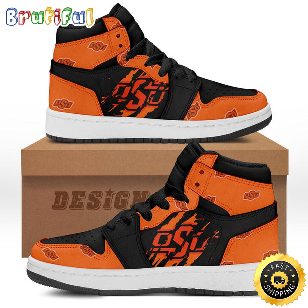 NCAA Oklahoma State Cowboys Orange Black Air Jordan 1 High Sneakers Legendary Air Jordan Footwear
