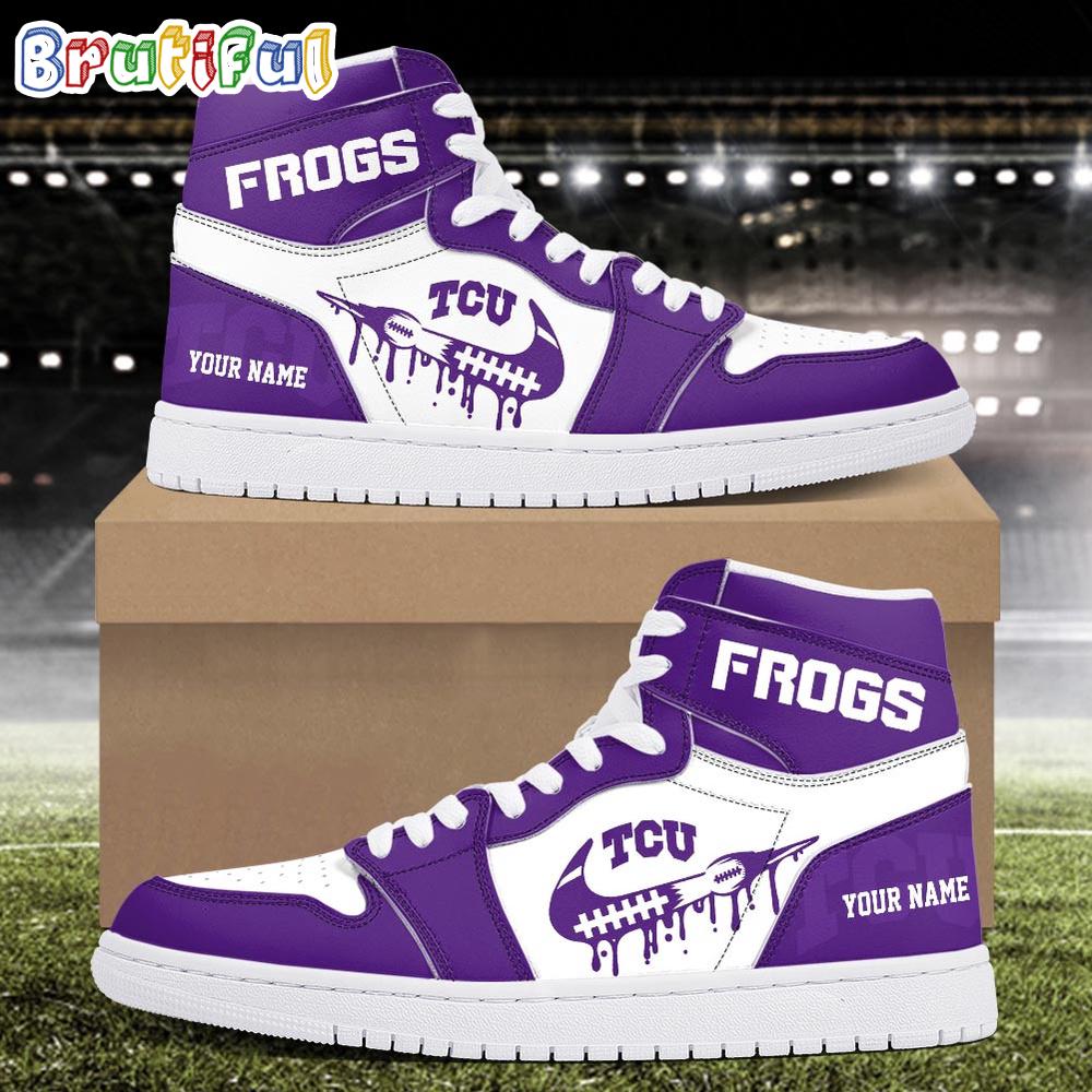 NCAA TCU Horned Frogs Sport Team Personalized Air Jordan 1 Hightop Shoes