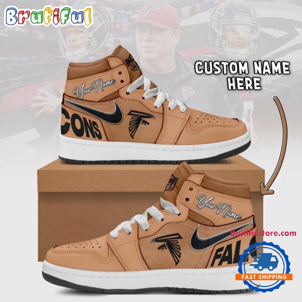 NFL Atlanta Falcons Brown Air Jordan 1 Hightop Shoes