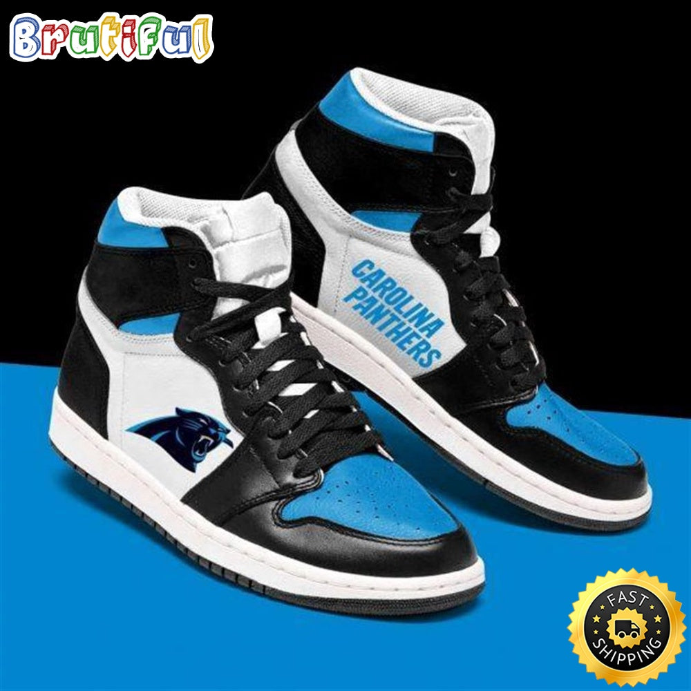 NFL Carolina Panthers Black Blue Air Jordan 1 High Sneakers For Fans
