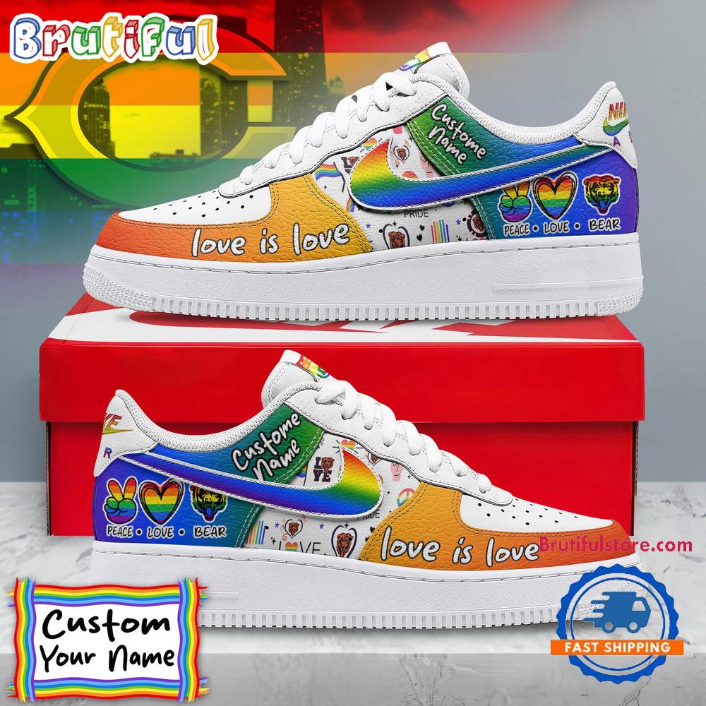 NFL Chicago Bears Pride Peace Love Bears Custom Air Force 1 Shoes Sneaker