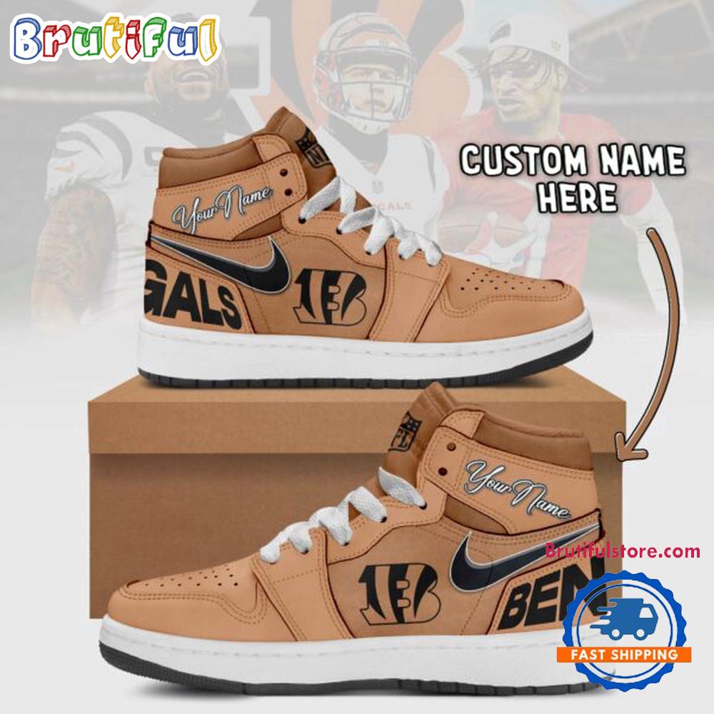 NFL Cincinnati Bengals Brown Air Jordan 1 Hightop Shoes