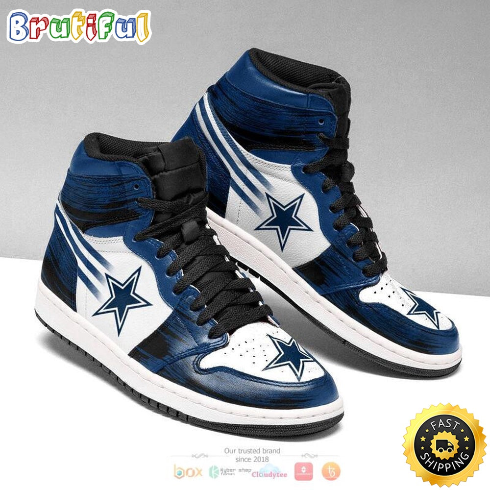 NFL Dallas Cowboys Dark Blue White Logo Air Jordan 1 High Sneakers