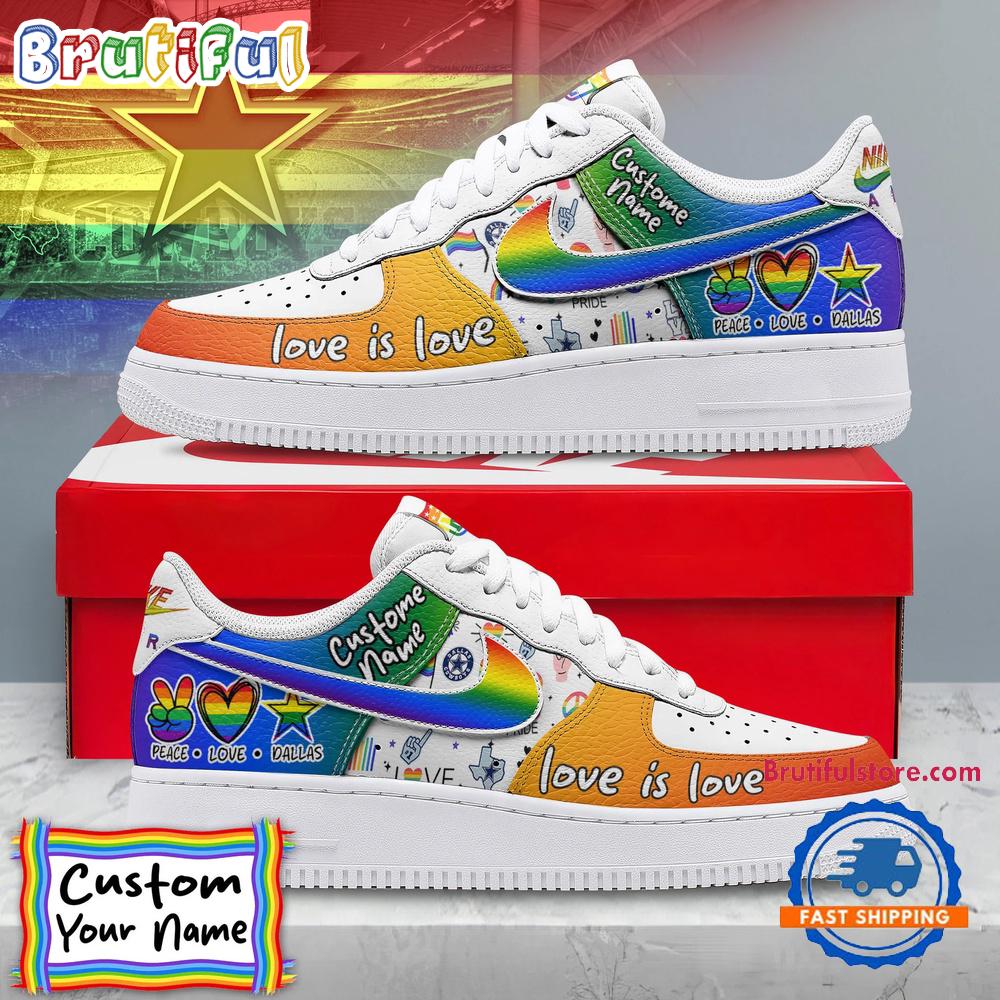 NFL Dallas Cowboys Pride Peace Love Cowboys Custom Air Force 1 Shoes Sneaker