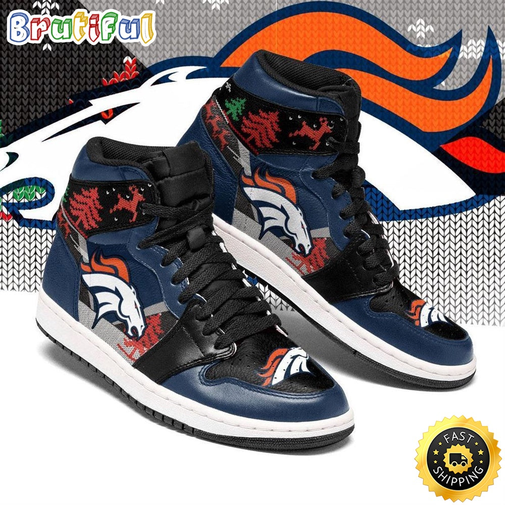 NFL Denver Broncos Christmas Blue Air Jordan 1 High Sneakers