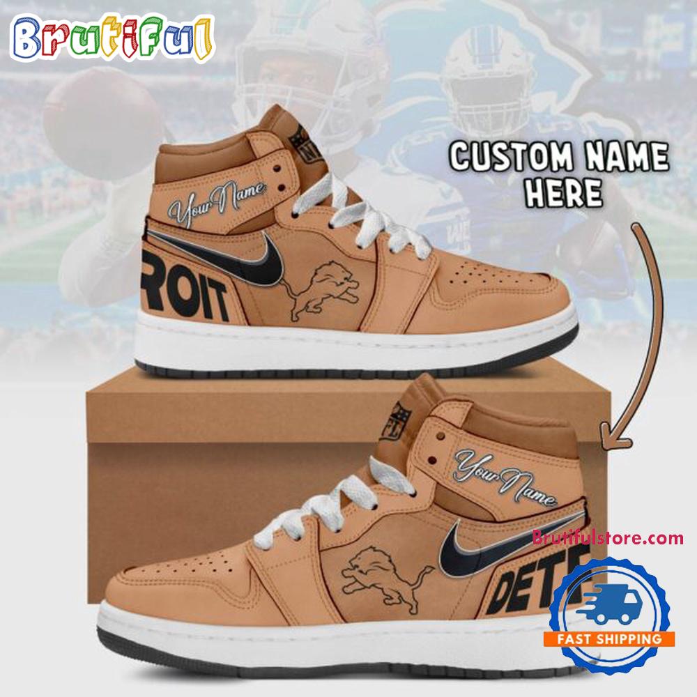 NFL Detroit Lions Brown Air Jordan 1 Hightop Shoes