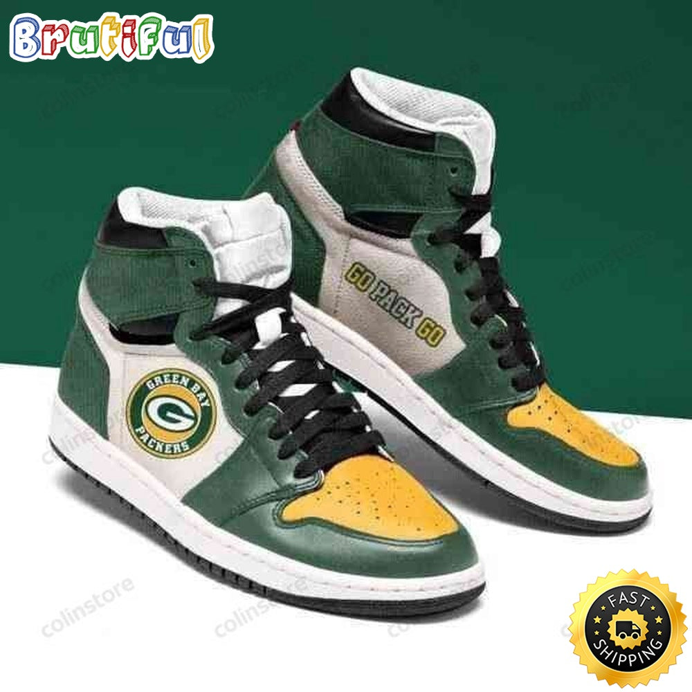 NFL Green Bay Packers Green Yellow Sneaker Air Jordan 1 High Sneakers