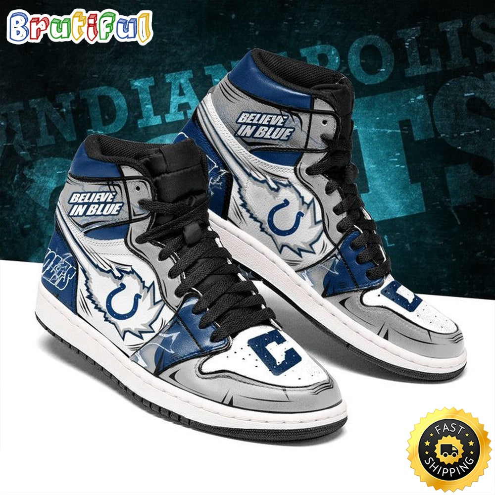 NFL Indianapolis Colts Grey White Air Jordan 1 High Sneakers