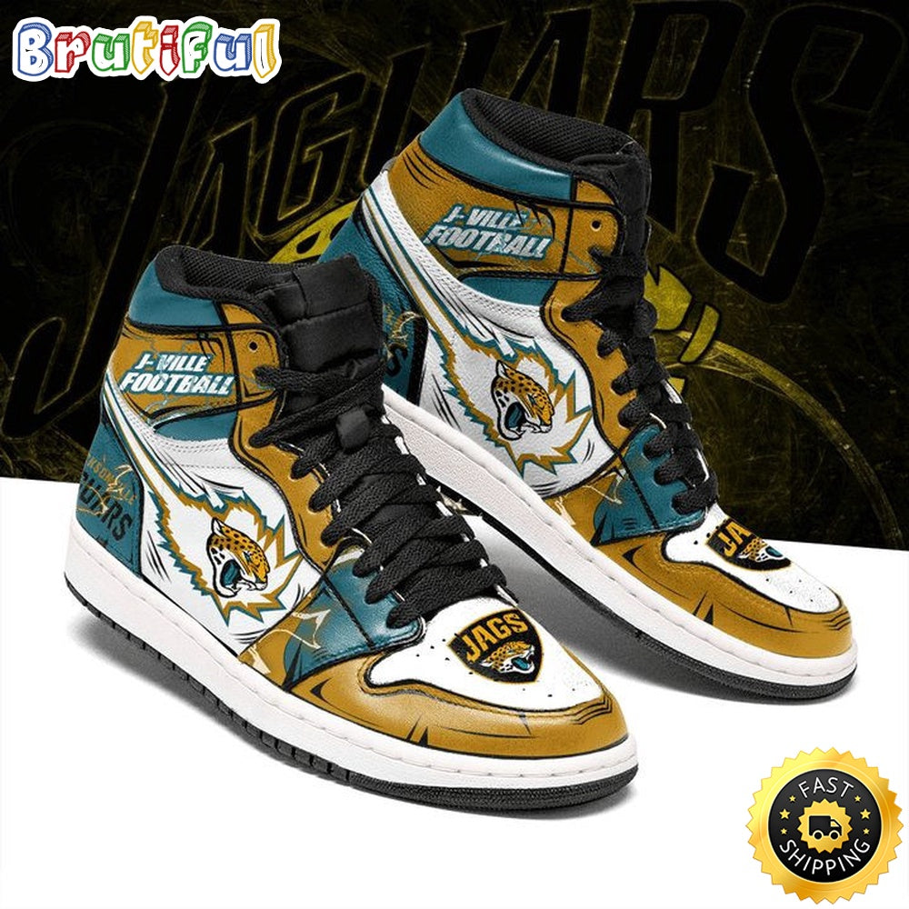 NFL Jacksonville Jaguars Gold Teal Air Jordan 1 High Sneakers