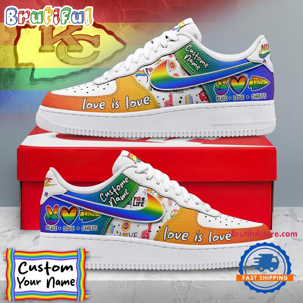 NFL Kansas City Chiefs Pride Peace Love Chiefs Custom Air Force 1 Shoes Sneaker