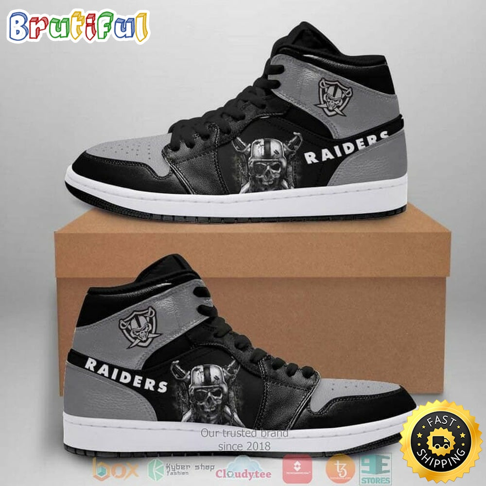 NFL Las Vegas Raiders Black Silver Air Jordan 1 High Sneakers